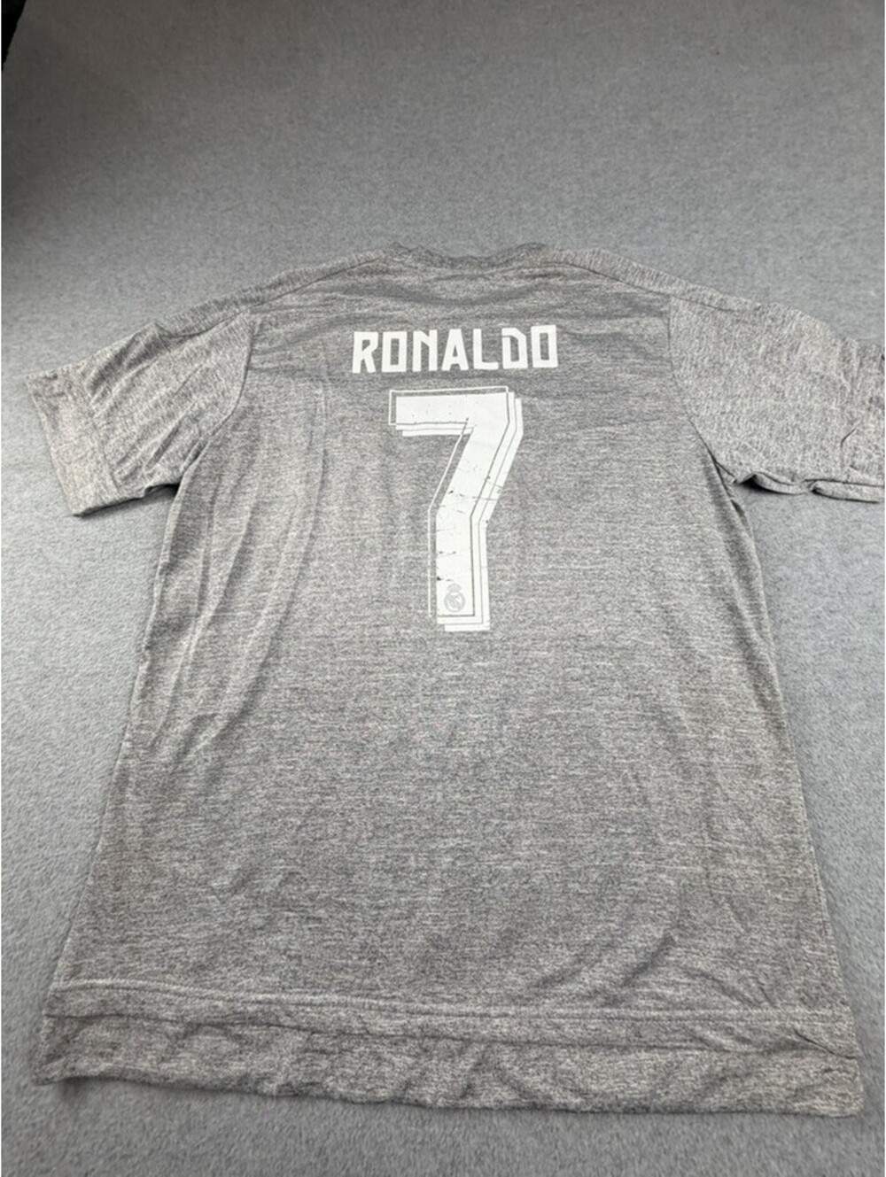 Real Madrid Ronaldo 7 Mens Soccer Jersey Fly Emirates XL Gray La Liga Patch - Picture 6 of 7